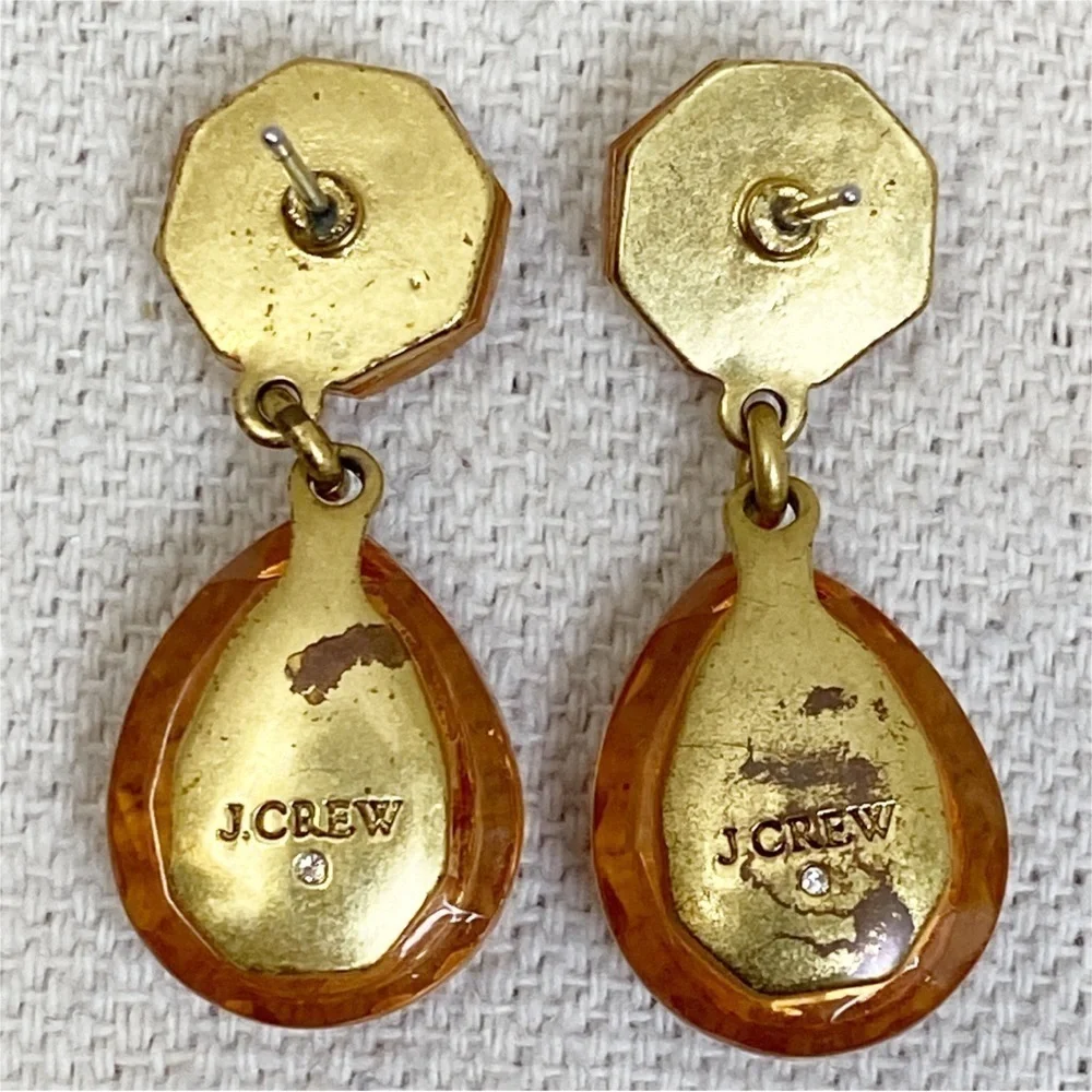 J. CREW Casino Tear Drop Earrings Orange